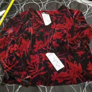 Cactus Flower woman velvet top L New
